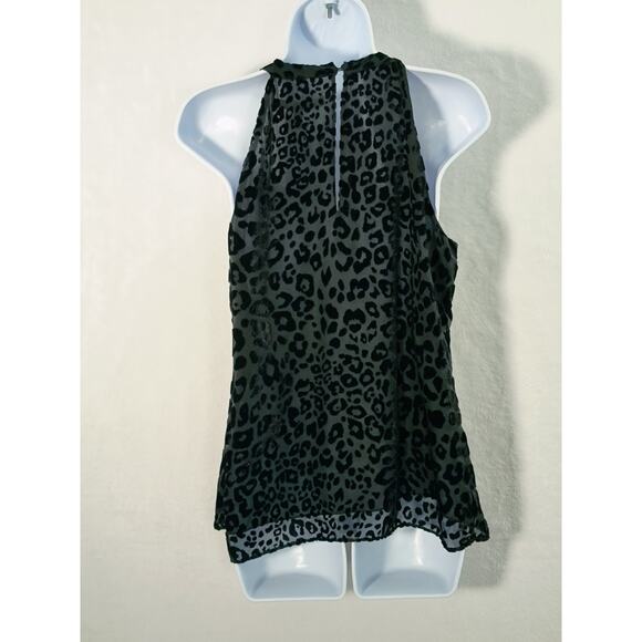 White House Black Market Halter Neck Top Wmn's Sz S Black Velvet Flocked Chiffon - Picture 13 of 16